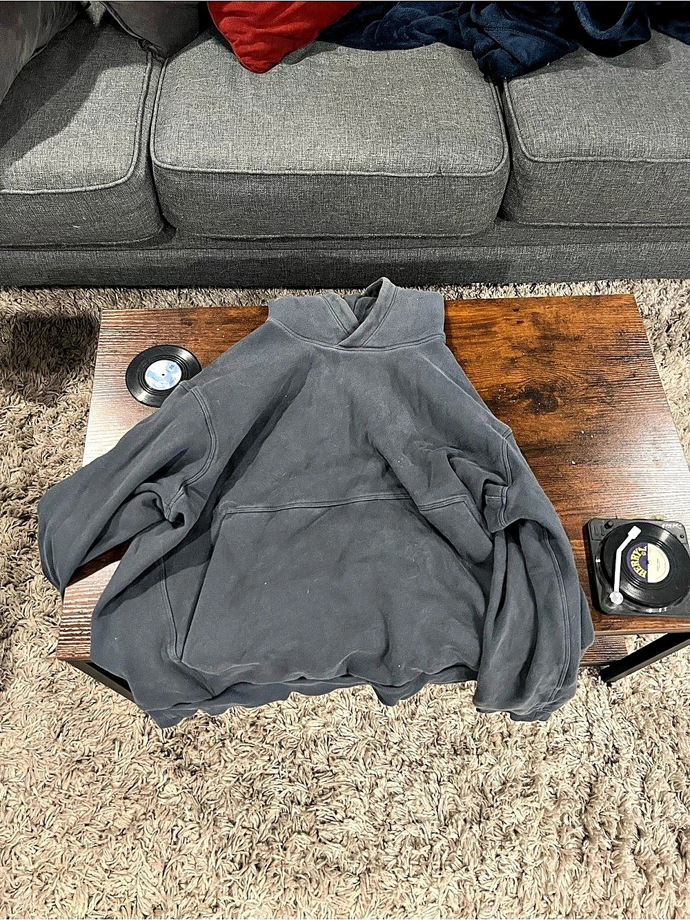 Gray Long Sleeve Hooded Top